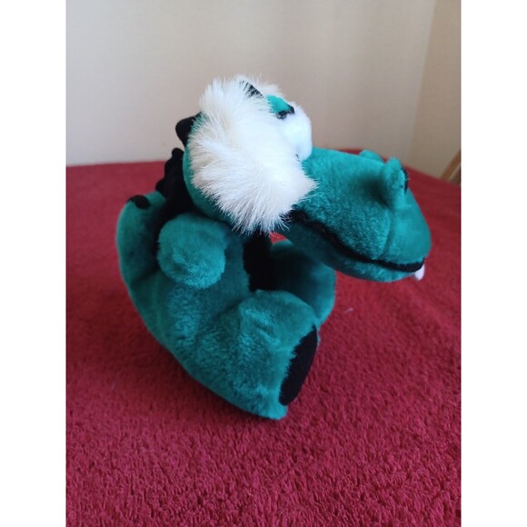 GREEN AND BLACK BUCKTOOTH DRAGON PLUSH ANIMAL STUFFED SOFT TOY 6 INCHES - Picture 3 of 6